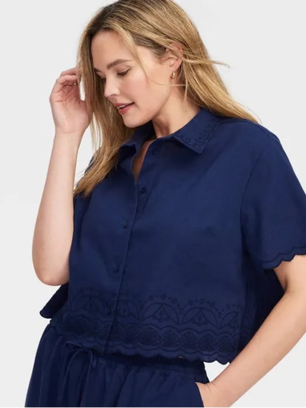 Roller Rabbit x Target Women's Short Sleeve Scalloped Hem Shirt-XXL